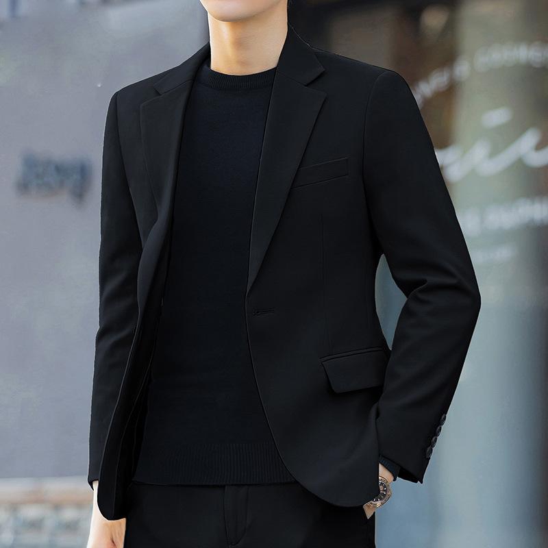 Herrenanzug, einfarbig, für den Bräutigam, Hochzeitskleid, Party, Herren, Business, Freizeitanzug, koreanischer Stil, trendig, schmale Passform, 2-teiliges Set, Übergröße XXXXXXL schwarz