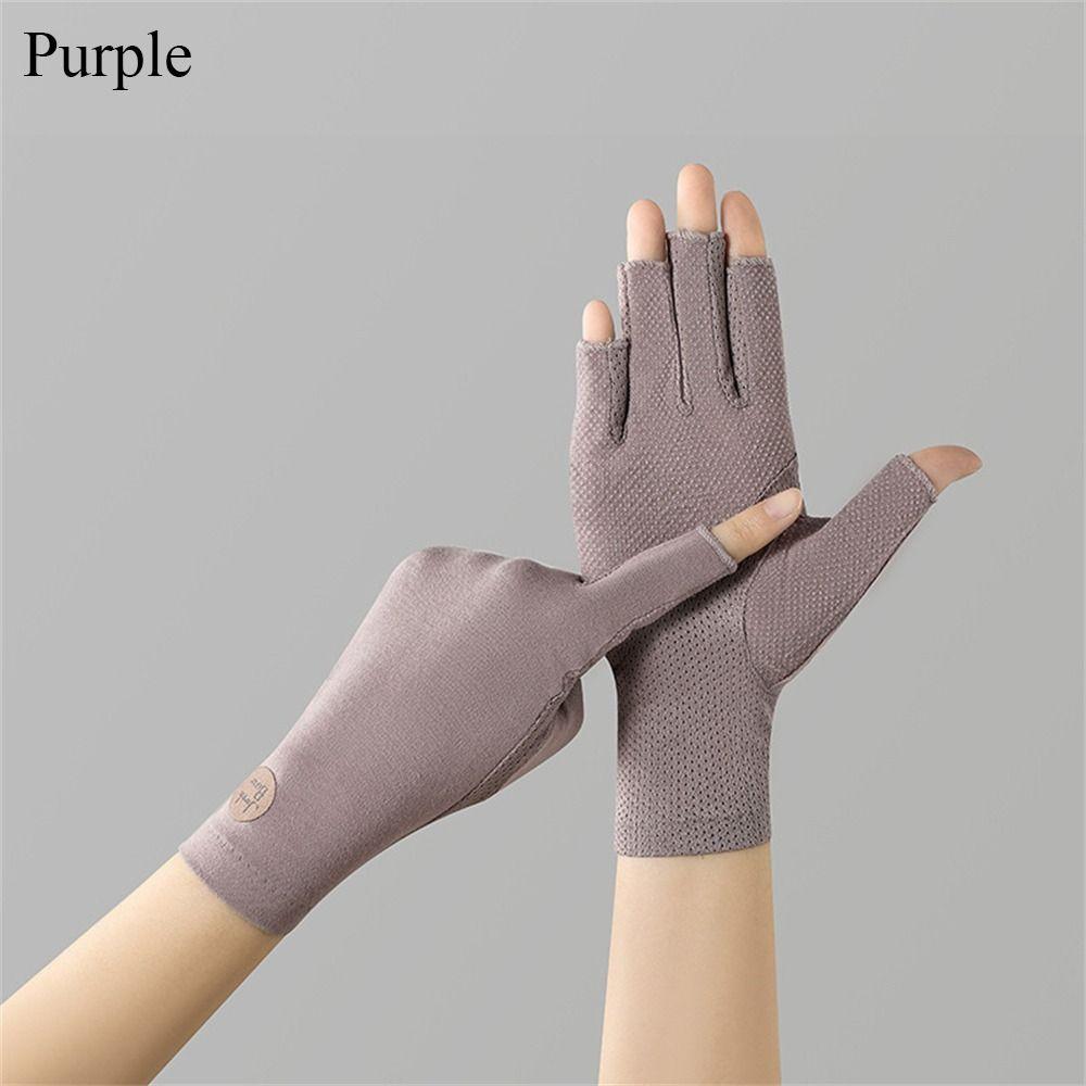 Baumwolle Sonnenschutz Handschuhe Dünne Anti-UV Fäustlinge Mode Sonnenschutz Handschuhe violett