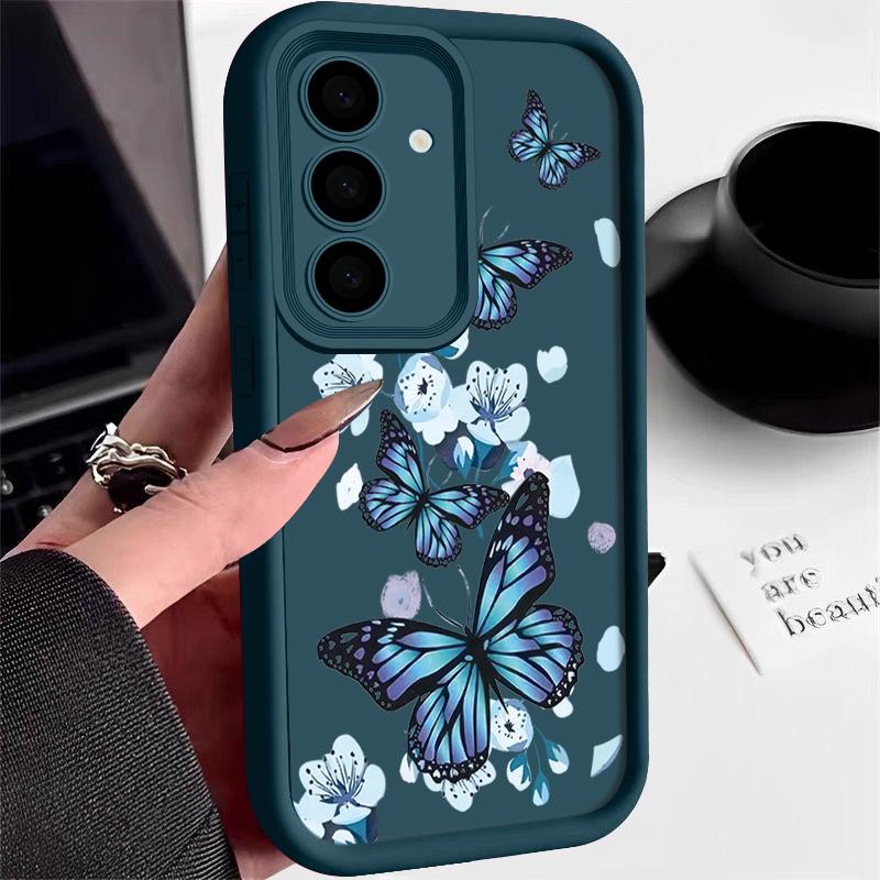Blaue Schmetterling TPU Hülle Für Samsung Galaxy A56 A17 A36 A26 A55 A16 A15 A35 A25 A54 5G S25 Edge S22 S23 Ultra S24 FE Handyhülle Galaxy S21 FE 5G