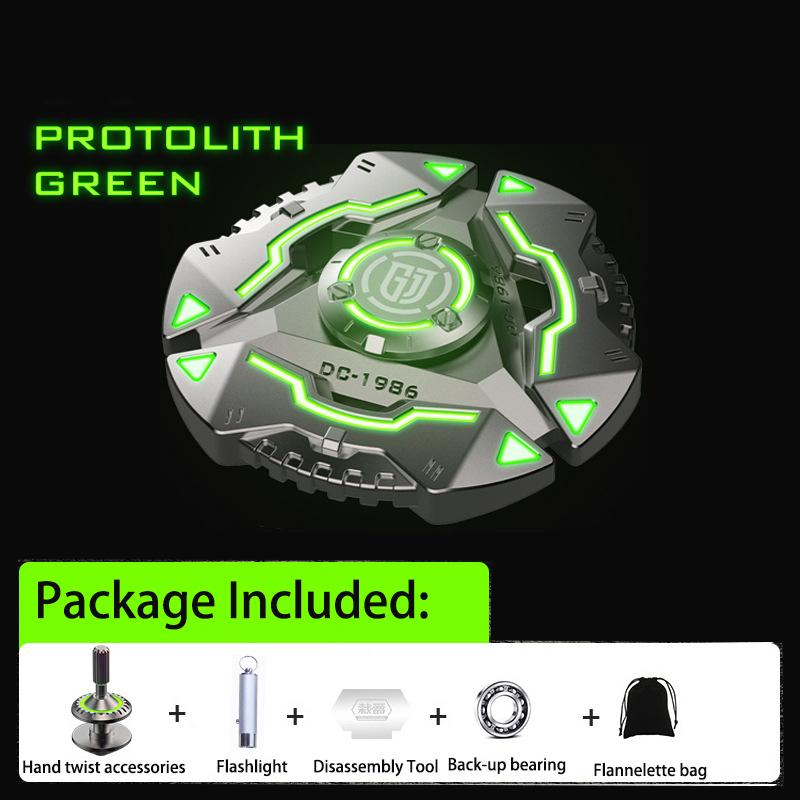 Shield Fidget Spinner, graues Metall mit blau leuchtendem, langlebigem, geräuschlosem Hochgeschwindigkeitslager, Finger-Hand-Spinner für Erwachsene und Kinder (Taschenlampe im Lieferumfang enthalten) 5*5*1.4cm grün