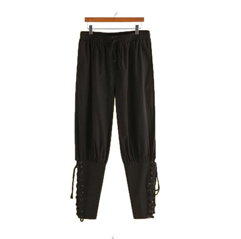 Piratenhose für Herren, Wikinger, Cosplay, Renaissance, mittelalterliche Gothic-Hose, Piratenkostüm, Hose für Herren M schwarz