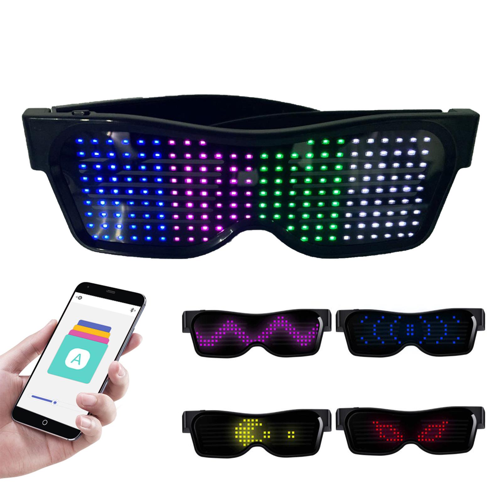 LED-Brille, anpassbar, BT-LED-Brille, buntes Licht, leuchtende Brille, DIY-Nachrichten, 31 Animationen, 11 schwarz