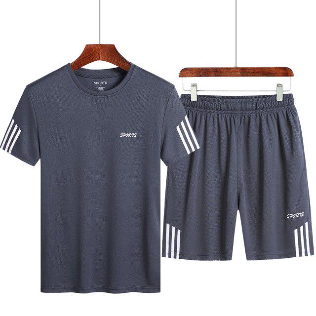 Herren-Trainingsanzug-Sportbekleidungsset, lässiges Lauf-Fitness-Zweiteiler-Set 9XL graue