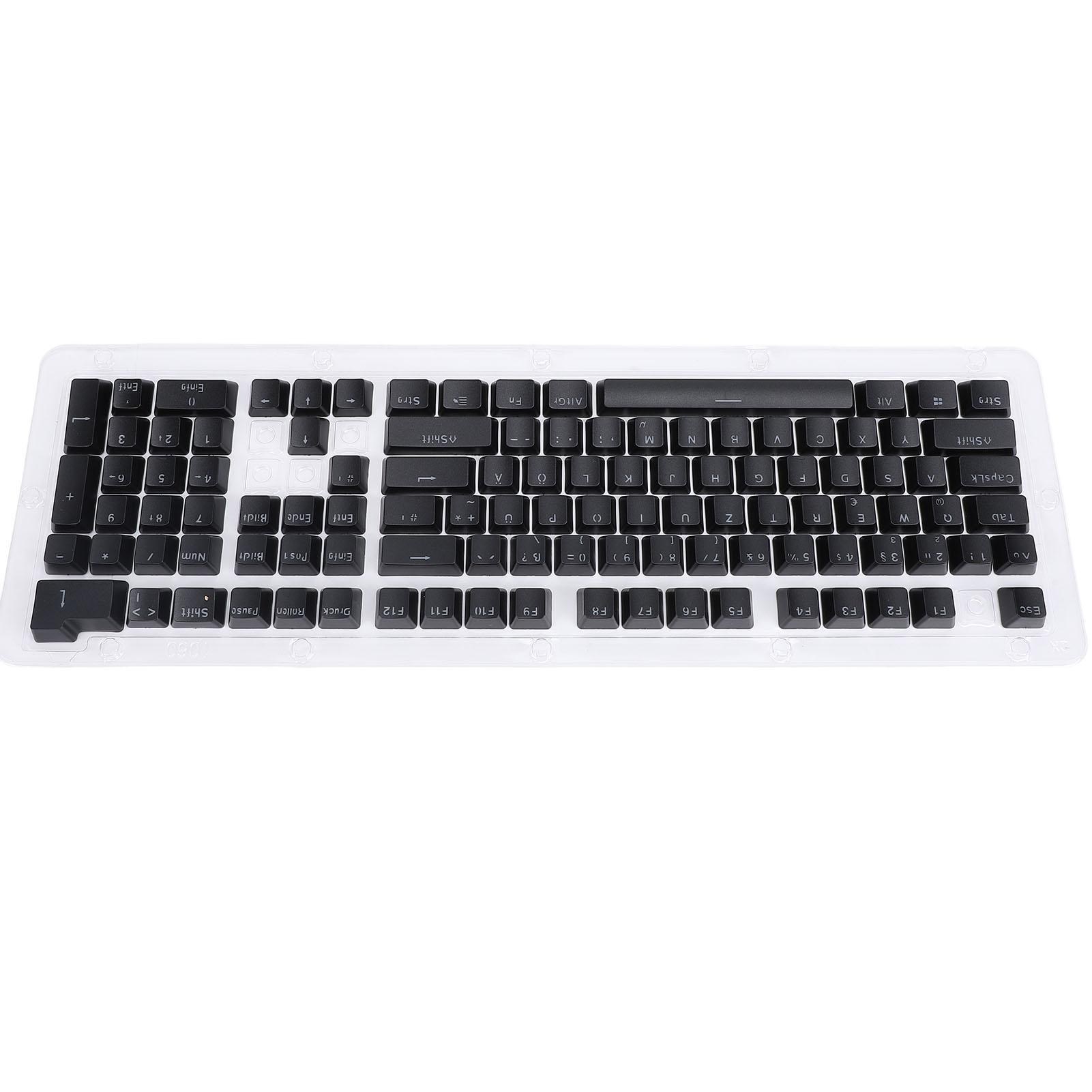 108 Tasten deutsche Tastatur-Tastenkappen, minimalistische mechanische Tastatur, durchscheinende Tastenkappen für 61, 64, 68, 84 schwarz
