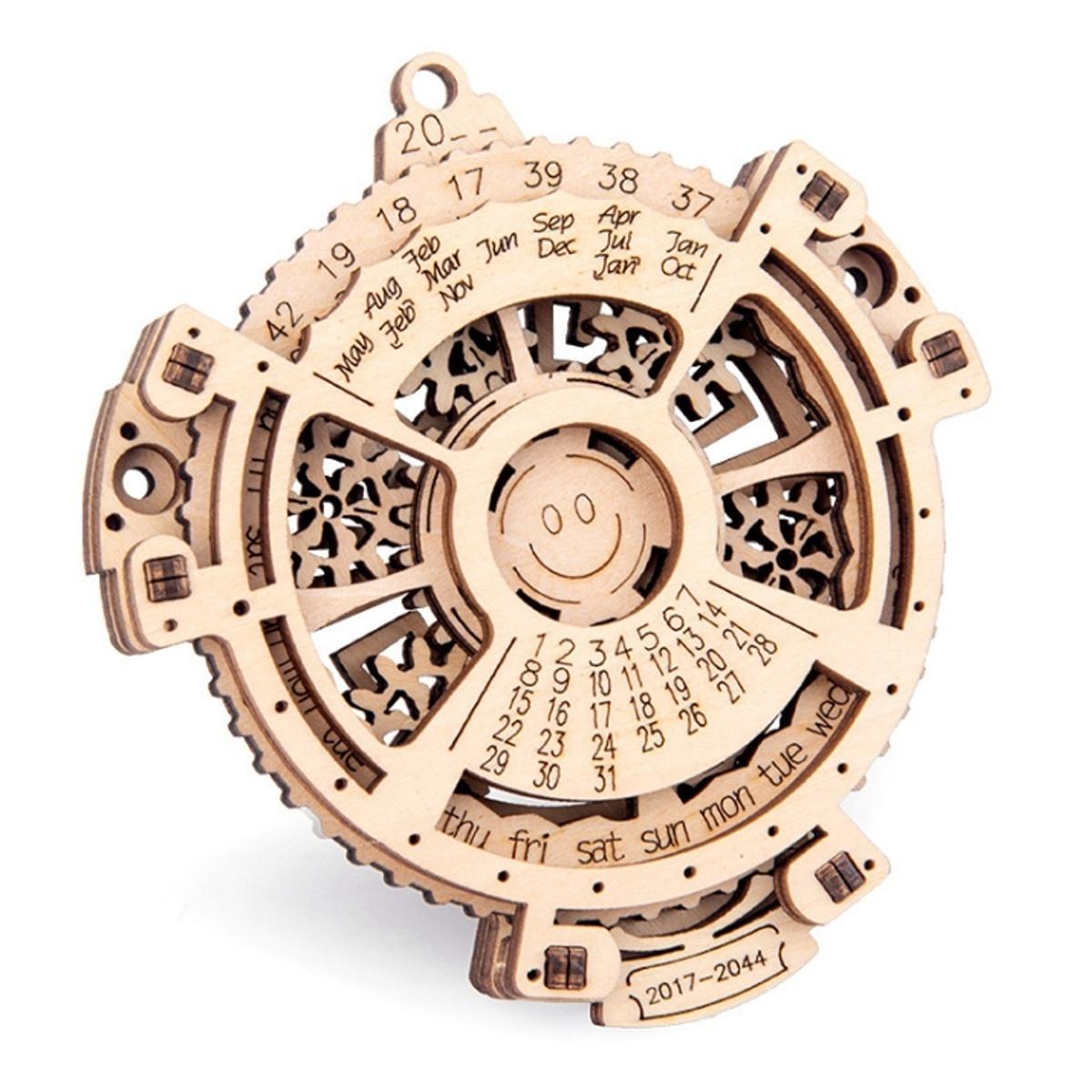3D-Puzzles aus Holz, Mini, einzigartiger ewiger Kalender, mechanische Übertragung, Schnitzerei, Lasergravur, Kalender, Geschenkspielzeug