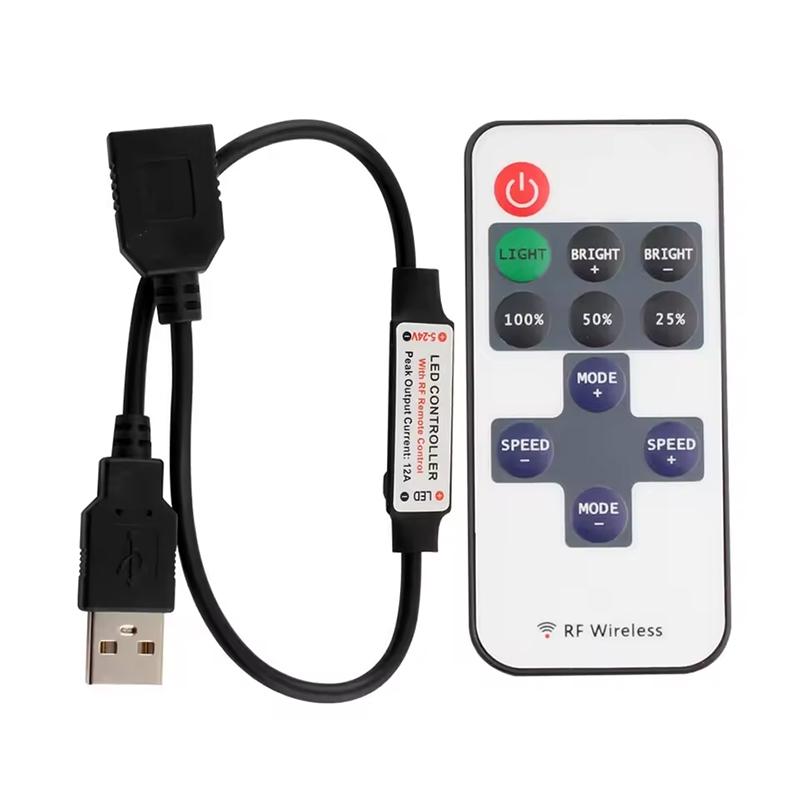 11 Tasten LED-Streifen-Controller Mini-Dimmer RF-Fernbedienung 5V USB-Schnittstelle Controller für 5050/2835 einfarbige LED-Streifen USB 11 key controller