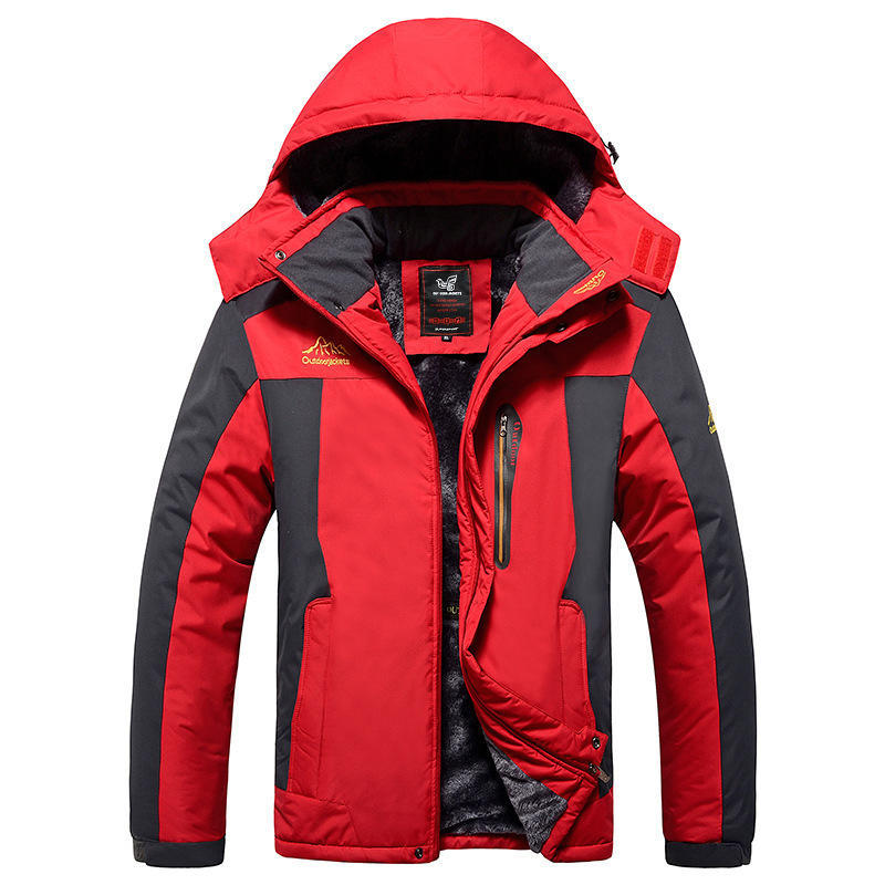 Herren Herbst und Winter Warme Jacke Jacke Outdoor Wandern Softshell Warme Jacke Plus Größe Gepolsterte und Verdickte Jacke 8XL rot