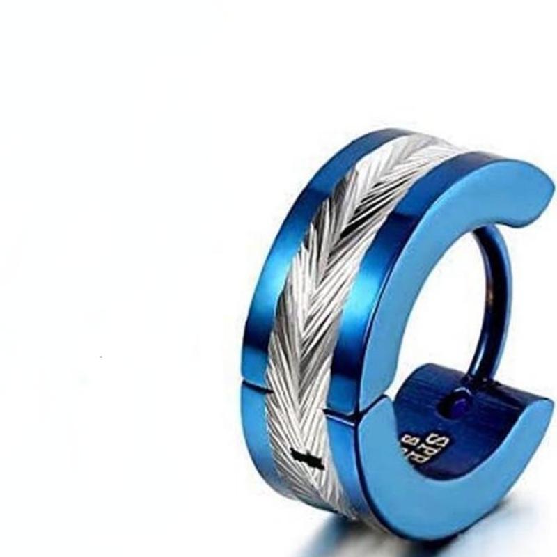 1PC Herren Damen Edelstahl Ohrringe Scrub Ohrringe Ohrringe Ohrclips Hip Hop Ohrringe blau