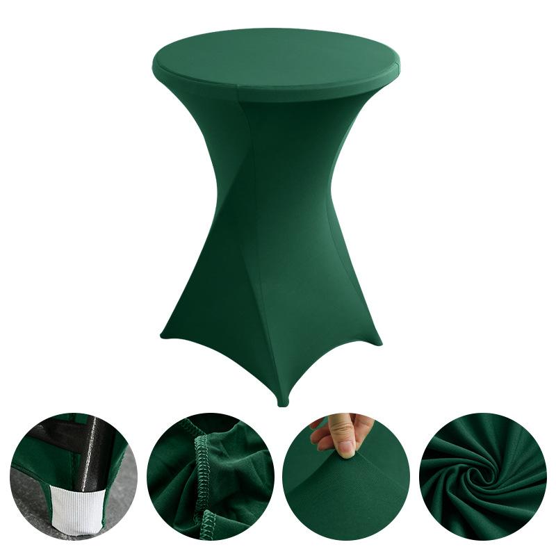 Höhe Stretch Runde Tischdecke Cocktailtischhülle Spandex Tischdecke Bar Hotel Party Hochzeit Elastische Tischdecke Deko 5PCS-60*110cm dunkelgrüne