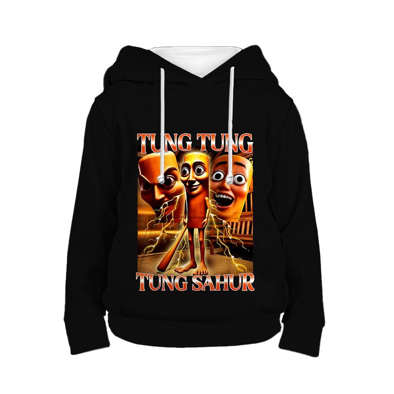 Tung Tung Tung Sahur Hoodie Italienischer Hirnfraß Kinderbekleidung Tralalero Tralala Kinder Sport Sweatshirt für Jungen und Mädchen Pullover 120 tiefseeblau