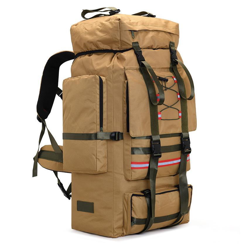 130 l, extra großes Fassungsvermögen, wasserdichter Outdoor-Reise-Camping-Rucksack, Klettertasche, Wandergepäck-Rucksack khaki