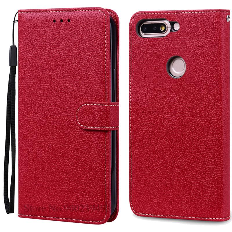 Für Huawei Y7 2018 Hülle LDN-L01 LDN-LX3 Flip Leder Brieftasche Hülle Für Coque Huawei Y7 Prime 2018 Hülle LDN-L21 LDN-LX2 TL10 Abdeckung Y7 2018-Y7Prime 2018 dunkelrote