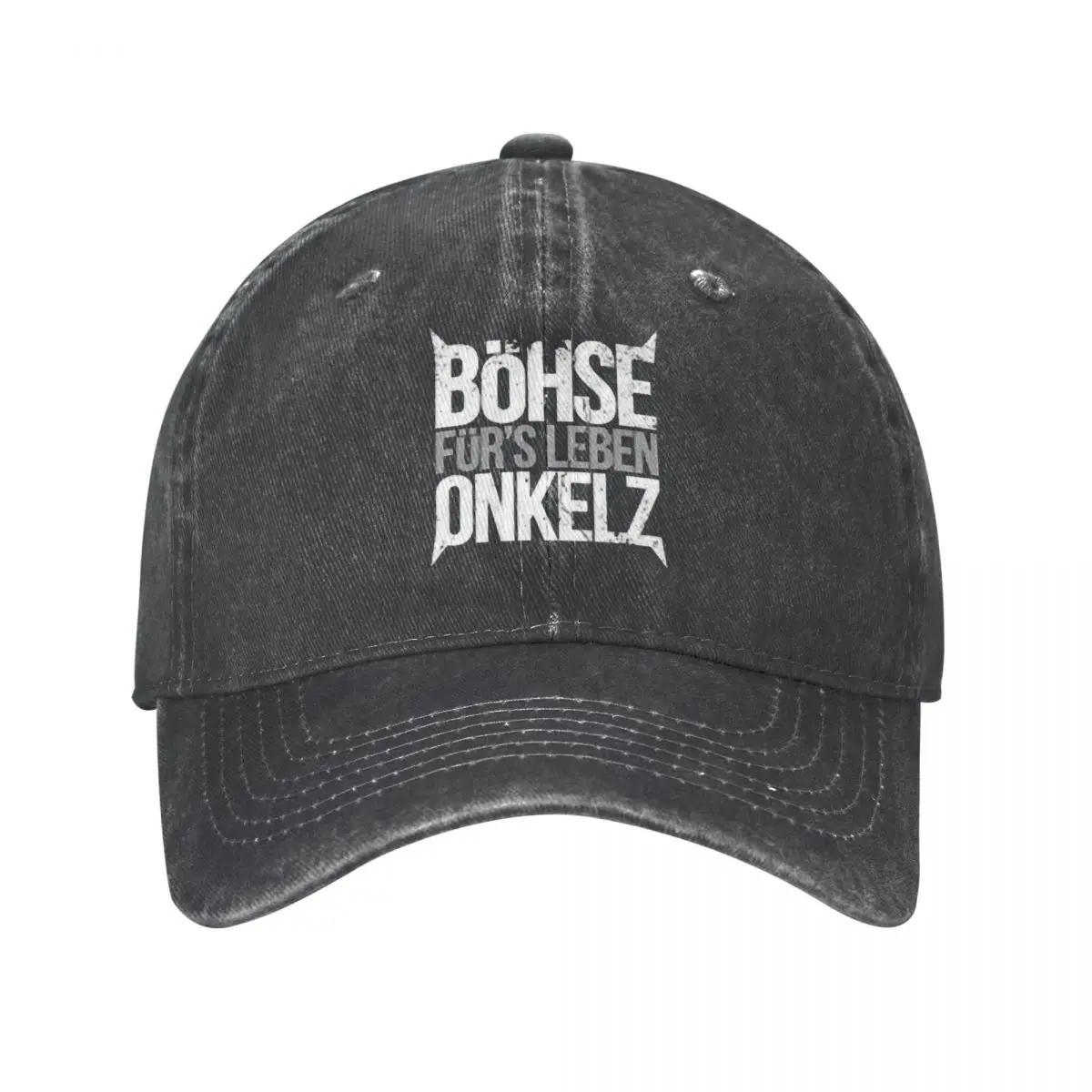 Vintage Böhse Onkelz Rock Baseball Caps Unisex Distressed Gewaschene Sonnenkappe Deutsche Musik Outdoor-Aktivitäten Hüte Kappe Adjustable schwarz