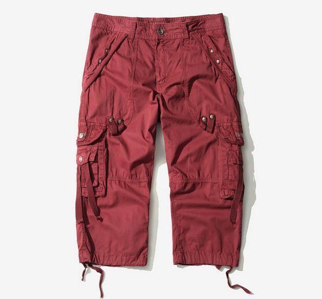 Sommer Camouflage Lose Cargo-Shorts Männer Camo Sommer Kurze Hosen Homme Cargo-Shorts Ohne Gürtel 42 wein rot