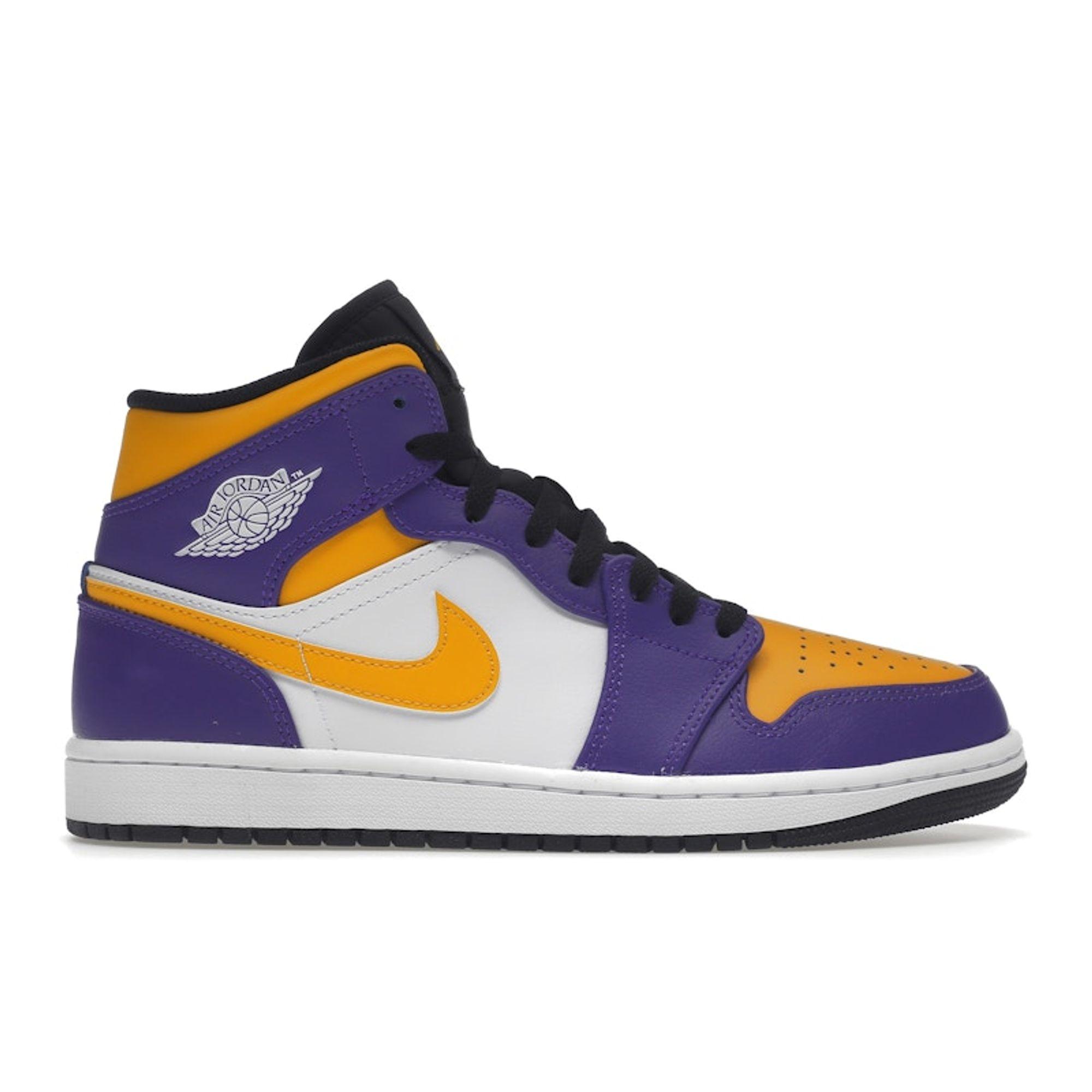 Air Jordan 1 Mid Lakers Herren Sneaker Lila Dunkel-Concord Taxi DQ8426-517 44.5