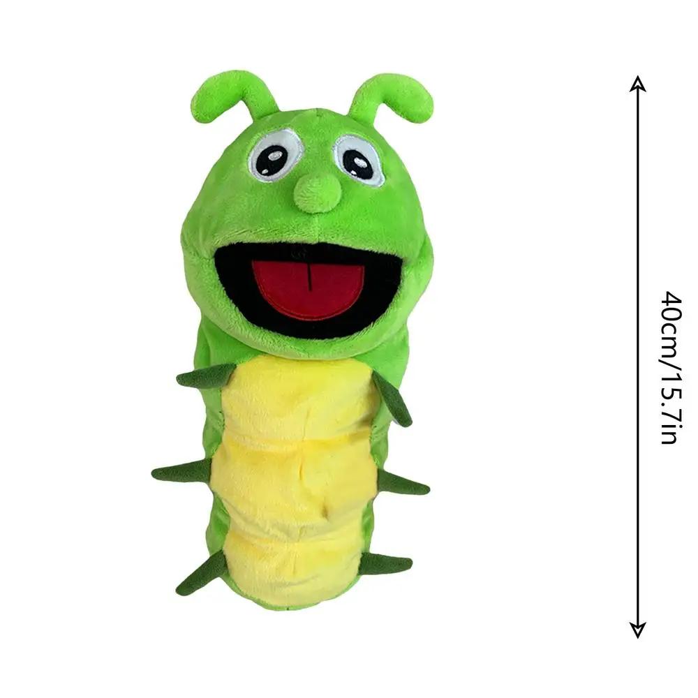 Handpuppen Kinderspielzeug Plüsch Insekten Tier Raupe Marienkäfer Handpuppen Puppe Familie Geschichtenerzählen Rollenspiele Fingerspielzeug about 30cm green