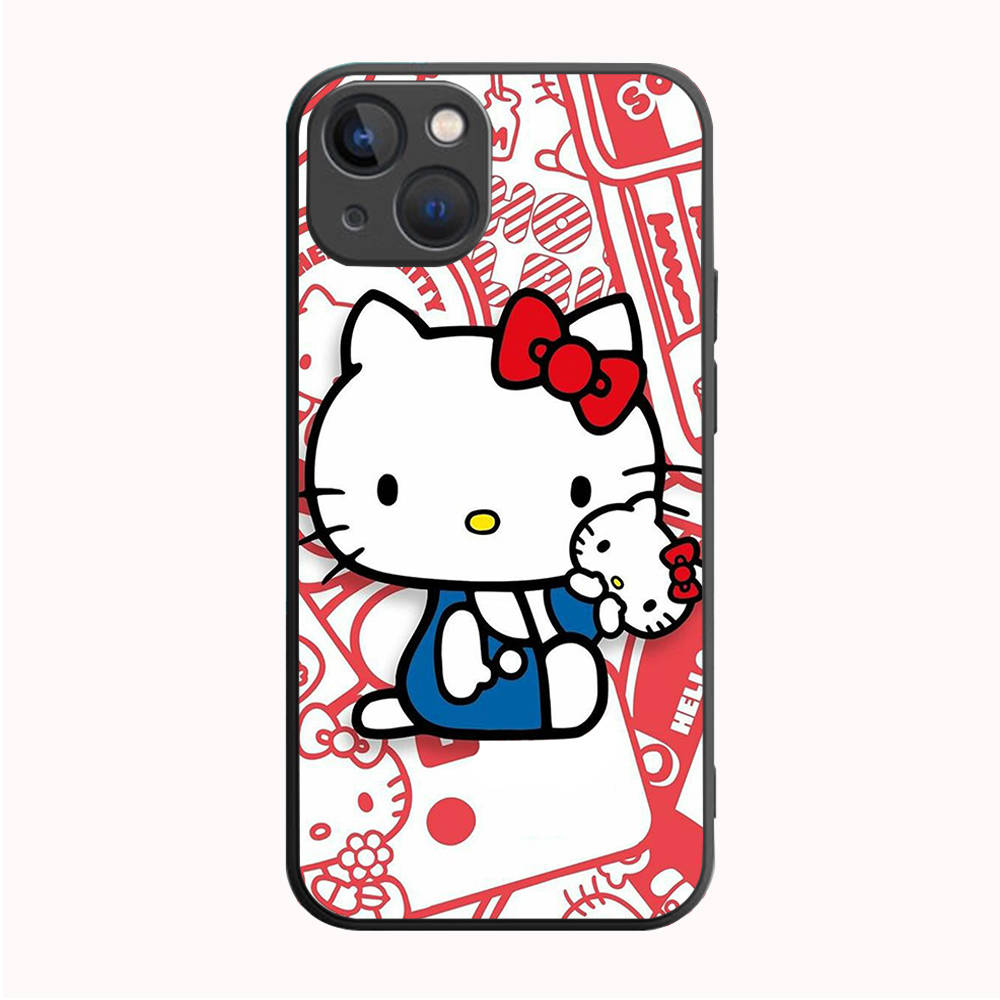 B-48 lovely hello kitty Schwarze Hülle für Samsung S24 S23 S22 S21 S20 FE S10 Lite Ultra S7 S8 S9 Plus A05S A11 A12 A13 A15 A22 A24 A25 A32 A52 A71 5G Samsung S20 FE schwarz