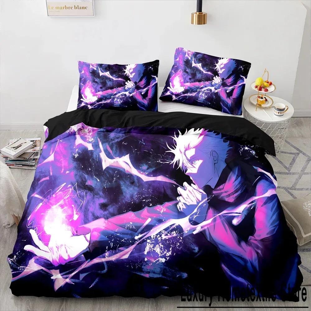 Anime Jujutsu Kaisen Satoru Gojo Bettwäsche-Set für Jungen und Mädchen, Twin Queen Size, Bettbezug, Kissenbezug, Bett, Kinder, Erwachsene, Heimtextilien AU Double 180x210cm