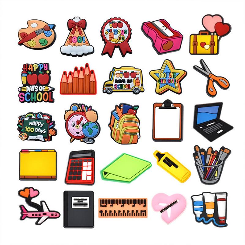 25 Stück Briefpapier-Büro-Serie PVC-Schuhanhänger für die Schuhdekoration 25pcs black