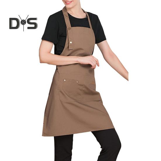 Verschleißfeste Küchenschürze, verstellbare Mode, Bar, Geschäft, Café, Arbeitskleidung, Hausarbeitsschürze braun