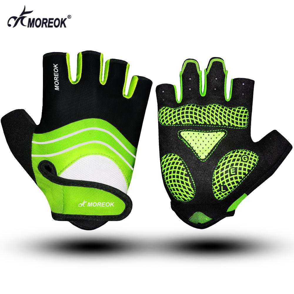 MOREOK Radfahren Handschuhe Halb Finger Fahrrad Handschuhe 5MM Silikon Pads Pads Fahrrad Handschuhe Stoßdämpfende Mountainbike XL