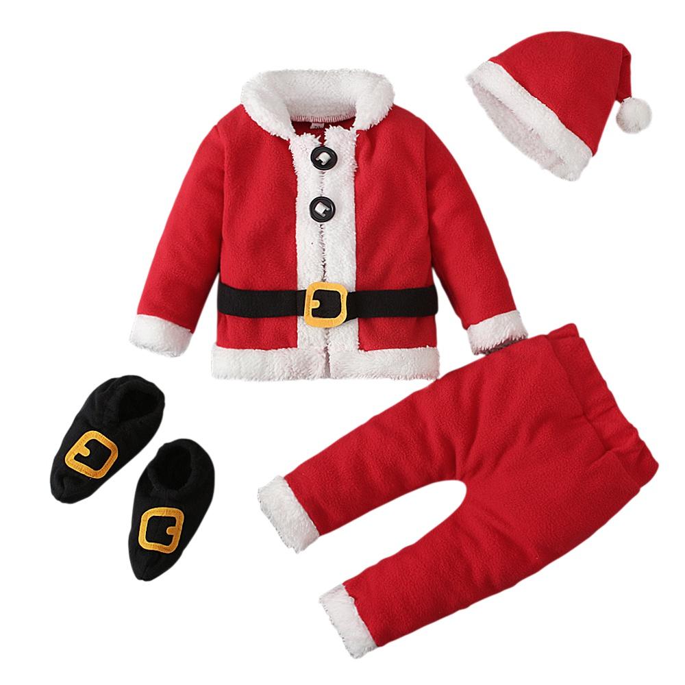 Weihnachten Weihnachtsmann Cosplay Kostüme Baby Jungen Mädchen 4PCS Outfits Kleidung für 0-7 Jahre 70