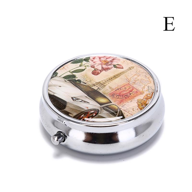 Klappbares Pillenetui aus Metall, Pillenschneider, Medizin-Pillenbox, Make-up-Aufbewahrungsbehälter E