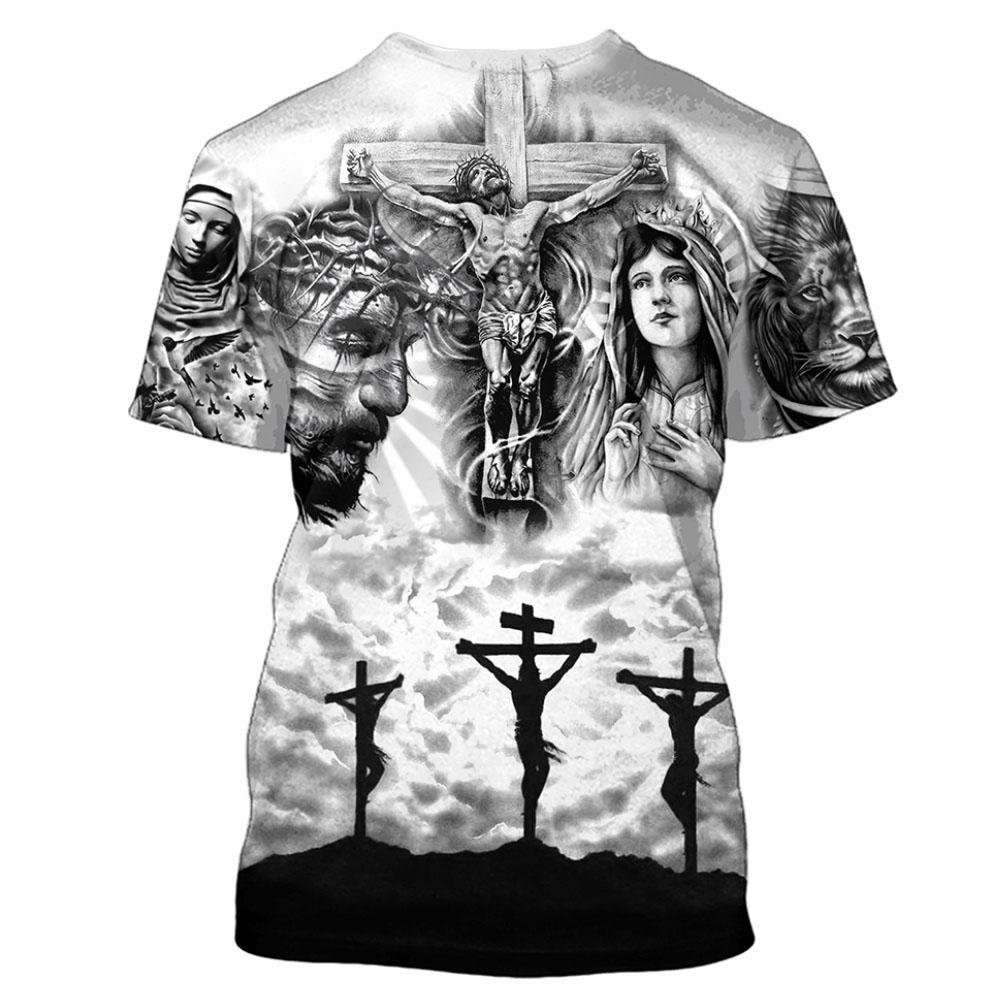 Mode Jesus 3D Print T Shirt Für Männer Straße Trend Kurzen Ärmeln Top Sommer Übergroßen T-Shirt Kleidung Casual Oansatz Sweatshirt 6XL