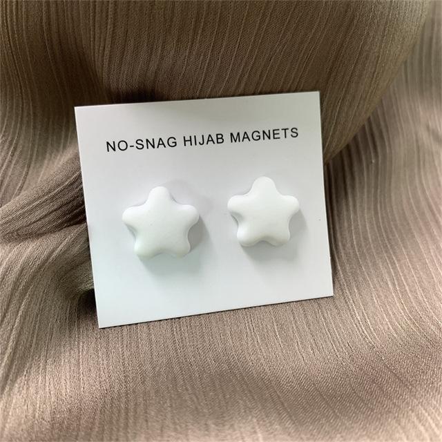 Star Starke Metallbeschichtung Magnetische Hijab-Pins Keine Loch-Pins Mode Moslemischer Schal Sichere Hijab-Magnetbroschen Für Frauen Schmuck white