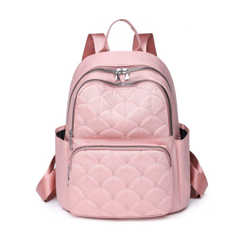 WTEMPO Mode Frau Rucksack Student Rucksack Raute Stickerei Gewinde Reise Schule Tasche Trend Taschen Doppel Zurück Weiblichen Beutel 28*13*30cm rosa