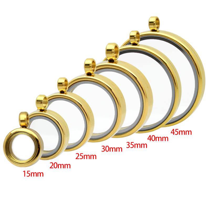 Edelstahl Glas Medaillon Schwebendes Foto Anhänger Halskette Drehschraube Speicher Anhänger Medaillon Halskette Anhänger Schmuck 20mm gold