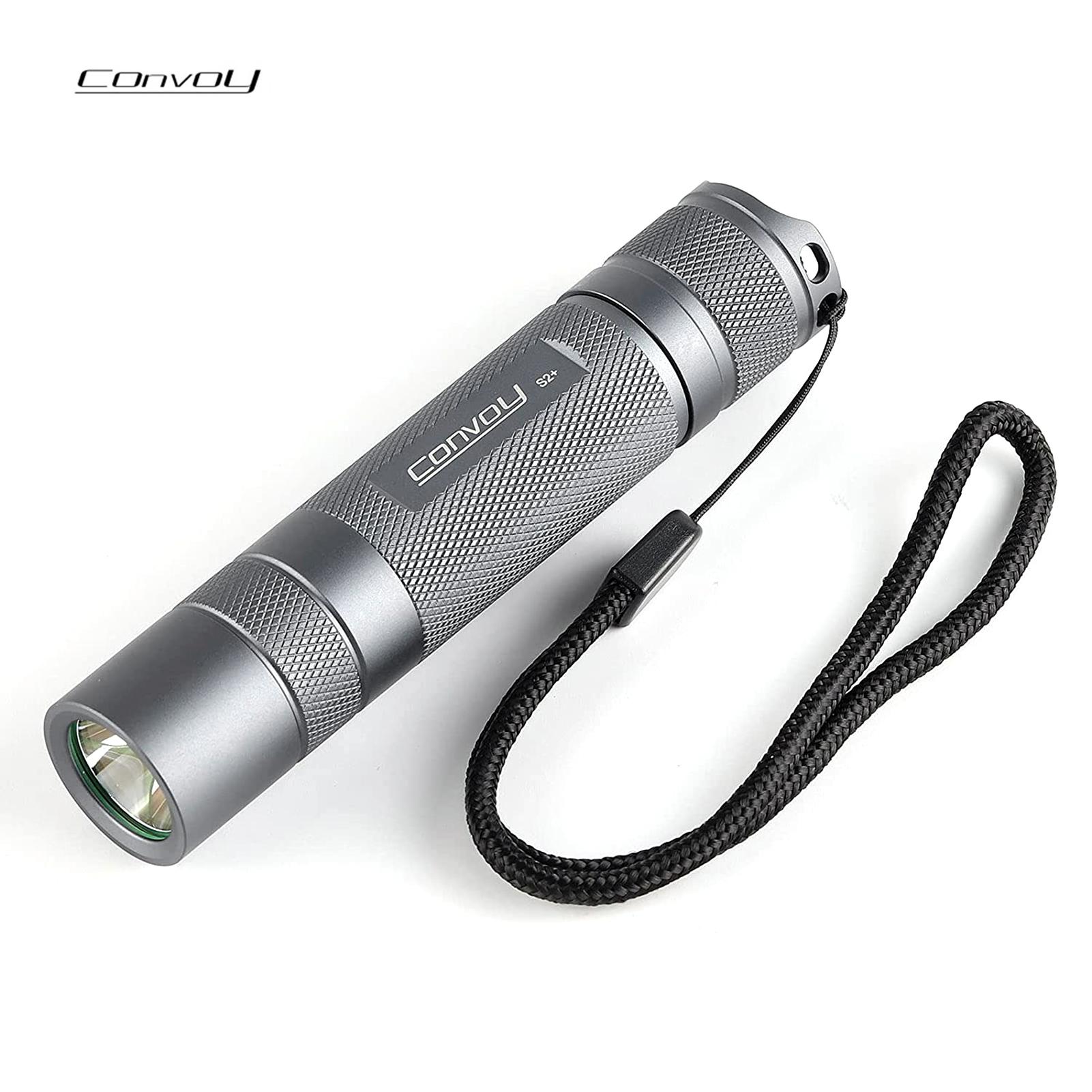 Convoy S2+ Taschenlampe, 18650 LED-Taschenlampe, Handtaschenlampe mit Temperaturschutz (SST40 6500K 4 Modes grau