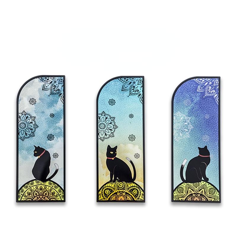 6 Teile/satz Nette Schwarze Katze Täglichen Serie Lesezeichen PVC Matte Lesen Buch Mark Retro Buch Seite Marker Schreibwaren