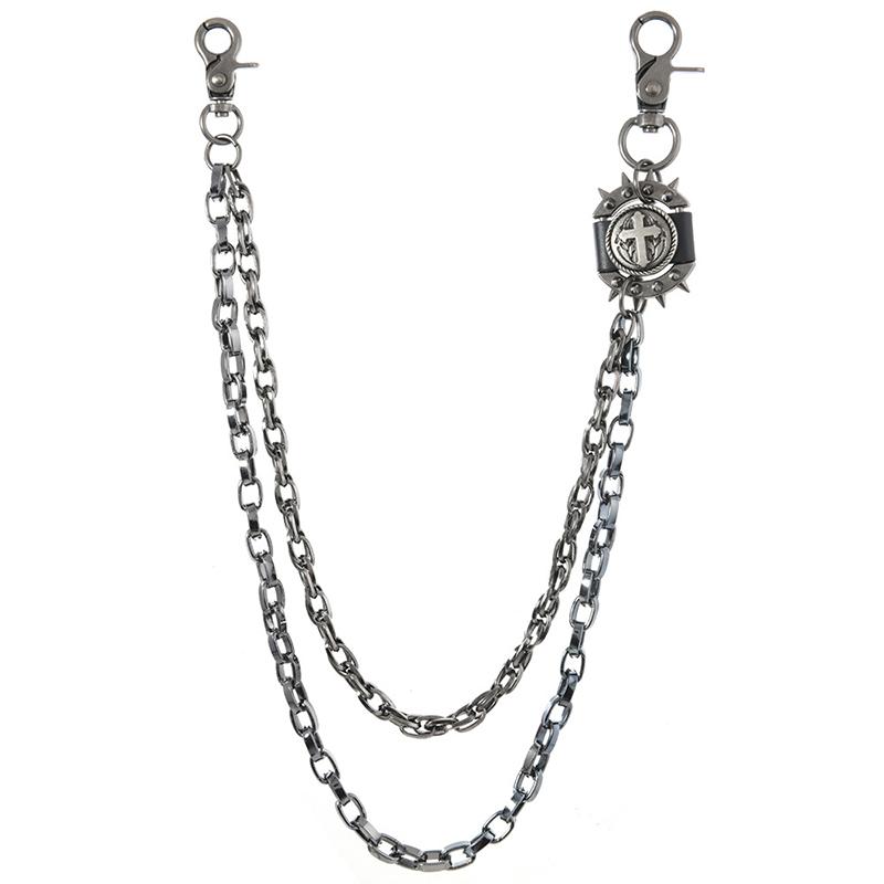 Punk-Taillengürtel Rock Hip Hop Spikes Hosenkette Anhänger Retro Cool Metallgürtel Bekleidung Handtaschen Dekoration gray