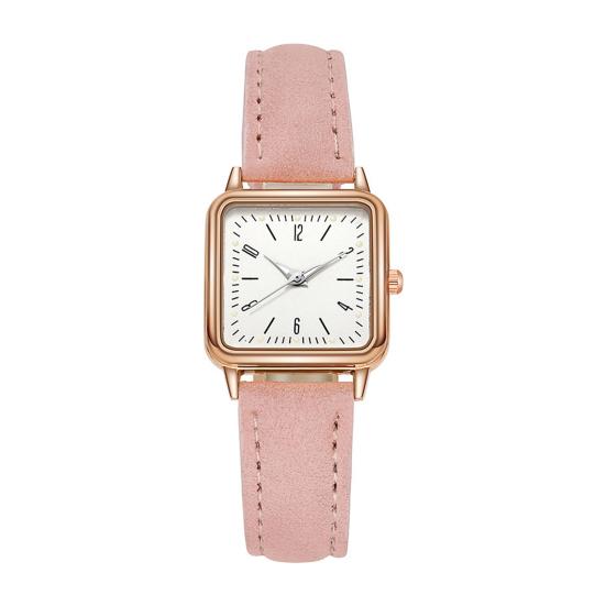 Quarz-Armbanduhr für Damen Leuchtzeiger Kompakte Armbanduhr Elegante Uhr mit arabischen Ziffern Einfache Nachtablesung Quadratische Uhr für den täglichen Gebrauch Geschenk white