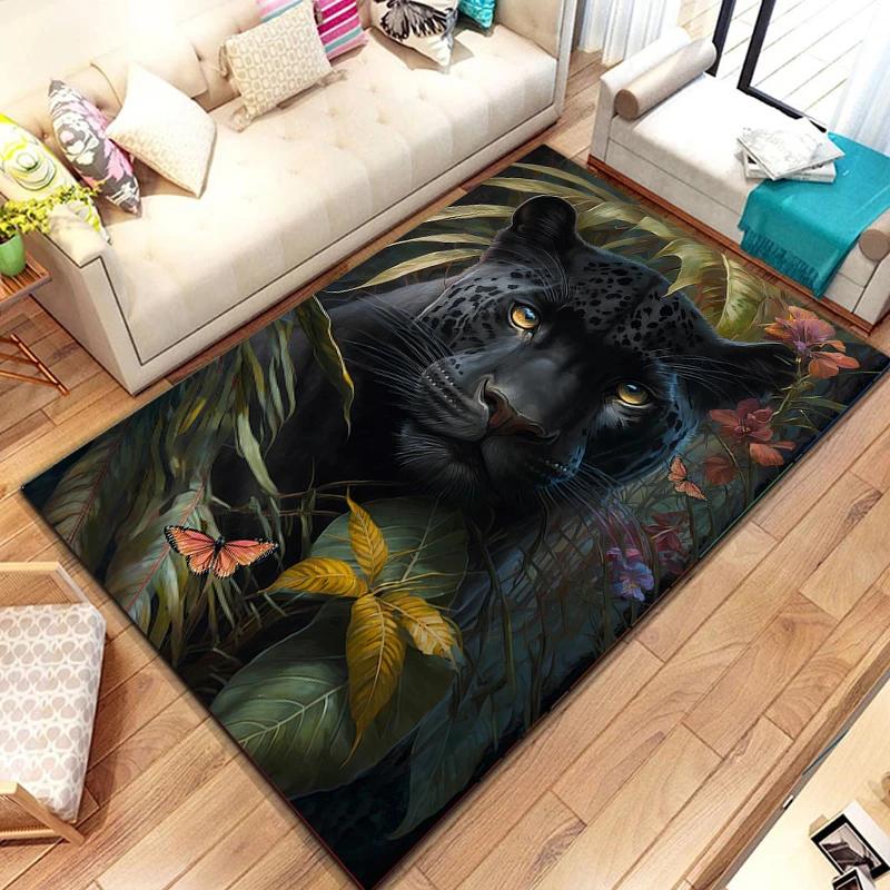 Tier Leopard Gepard Cartoon Tier Wohnkultur Teppich Waschbar Wohnzimmer Schlafzimmer Sofa Fußmatte Küche Teppich Rutschfeste Bodenmatte 120x160cm