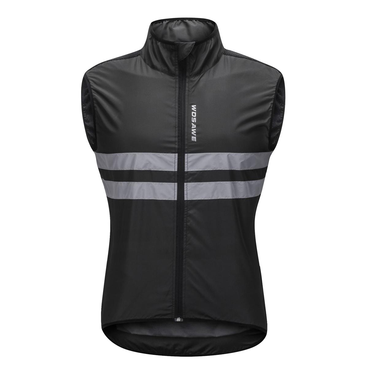 WOSAWE Reflektierendes ärmelloses Radtrikot, winddichte Nachtfahrweste, MTB, Rennrad, Fahrradjacke M schwarz