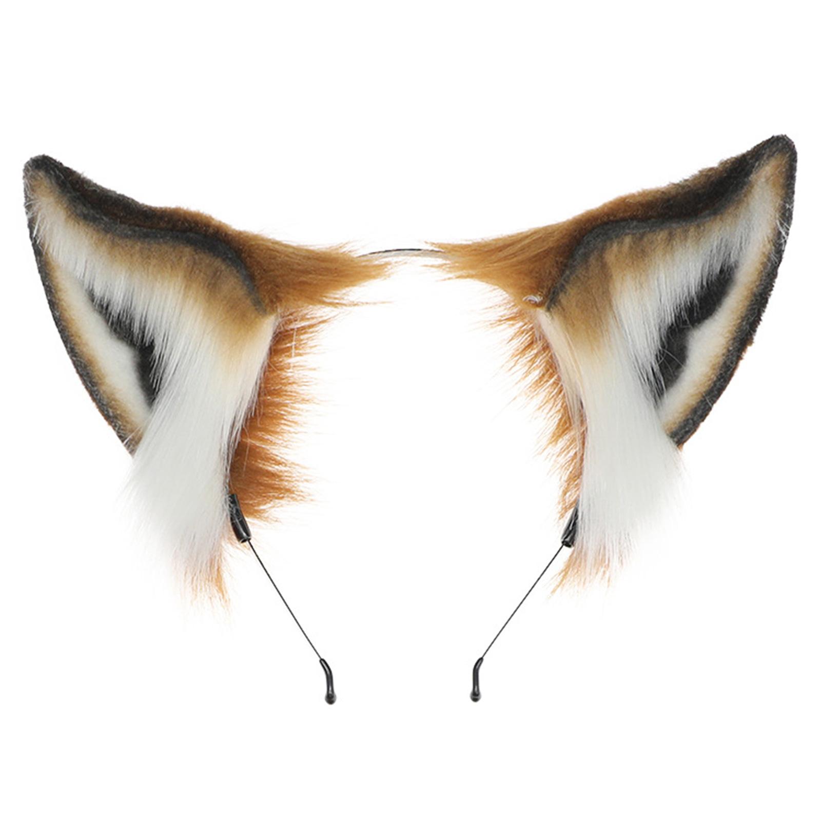 Pelzige Füchse-Ohren, Katzen, Mädchen, Cosplays, Haar-Accessoires, niedliche Plüsch-Tier-Ohr-Kopfbedeckung, langes Fell, Tier-Rollenspiele A