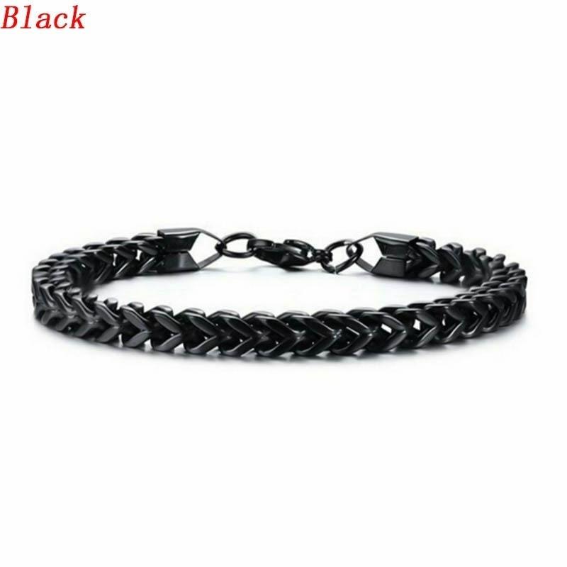 Elegante Edelstahl-Schlangenketten-Armbänder und Armreifen für Herren, Gliederketten-Armbänder, Schmuck, Geschenke schwarz