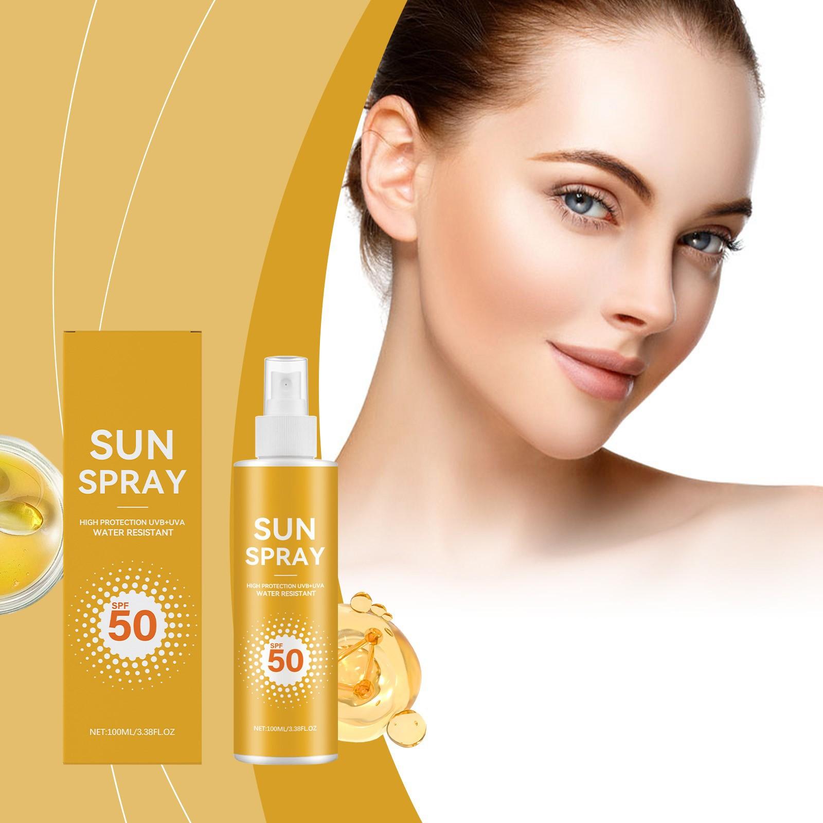Sonnenspray für das Gesicht - Wasserdichtes Fixierspray für Make-up, Lang anhaltendes Make-up-Fixierspray, Make-up-Finishing-Spray 100 ml One Size gelb