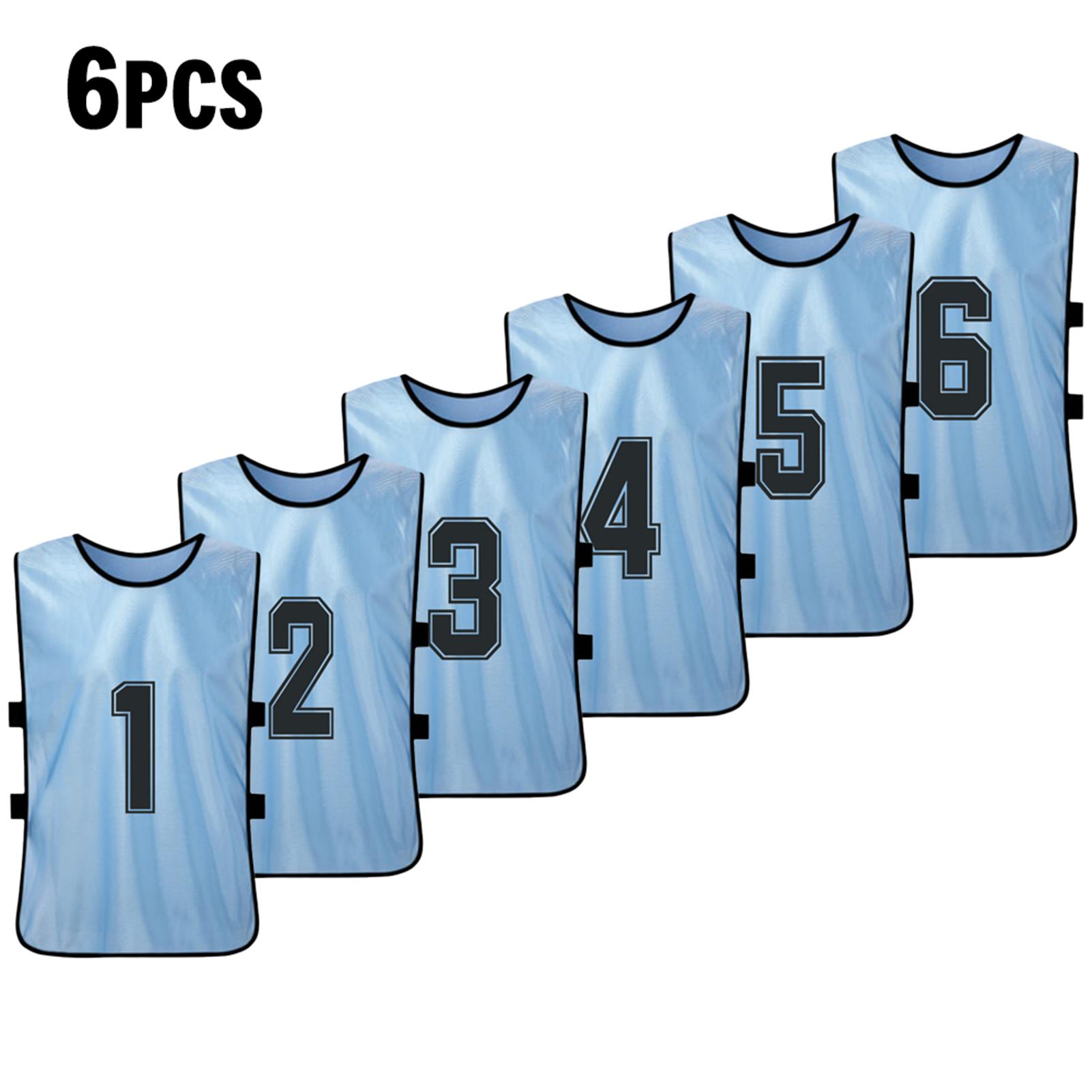 6 PCS Erwachsene Fußball Pinnies Schnell Trocknend Fußball Team Trikots Jugend Sport Scrimmage Fußball Team 6pcs For Children himmelblaue