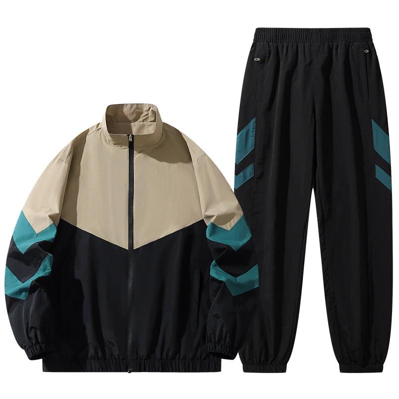 Spleißjacke Sportanzug Herrenmode Vielseitige Reißverschluss-Strickjacke Lange Hose Lässige Mode Zweiteiliges Set XL
