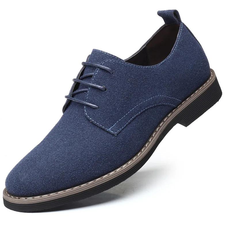 Herren Wildlederschuhe Schnürschuhe Blau Oxford Schuhe für Herren Flats Mode neue Herren Sneakers Herbst Atmungsaktiv Bequeme Casual Herrenschuhe 40