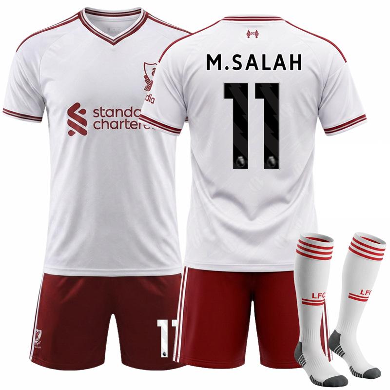 2627 Rote Armee Trikot Club Nr.. 11 Salah Team Uniform Kinder Liverpool Auswärts Weiß Fußball Uniform Anzug 26