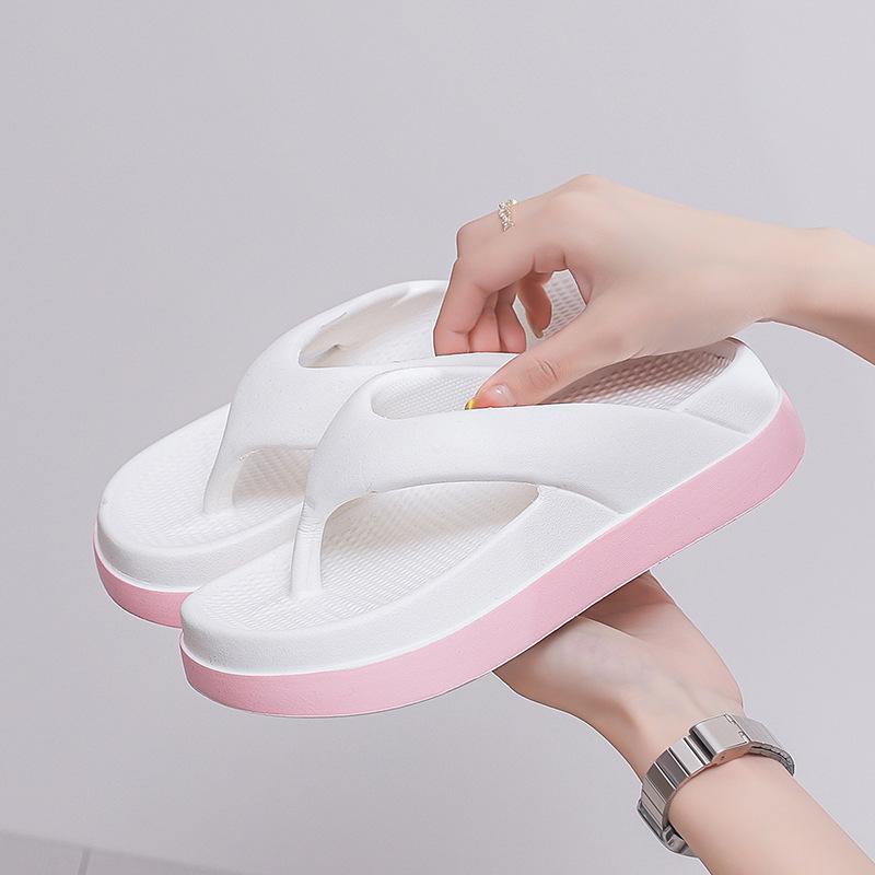 Hausschuhe für Damen & Herren, Weiche Flip-Flops Leichtgewichtige Duschschuhe Bequeme Zehensandalen für den Strand Outdoor Flache Plattform Meer Flip-Flops 36-37 weiß