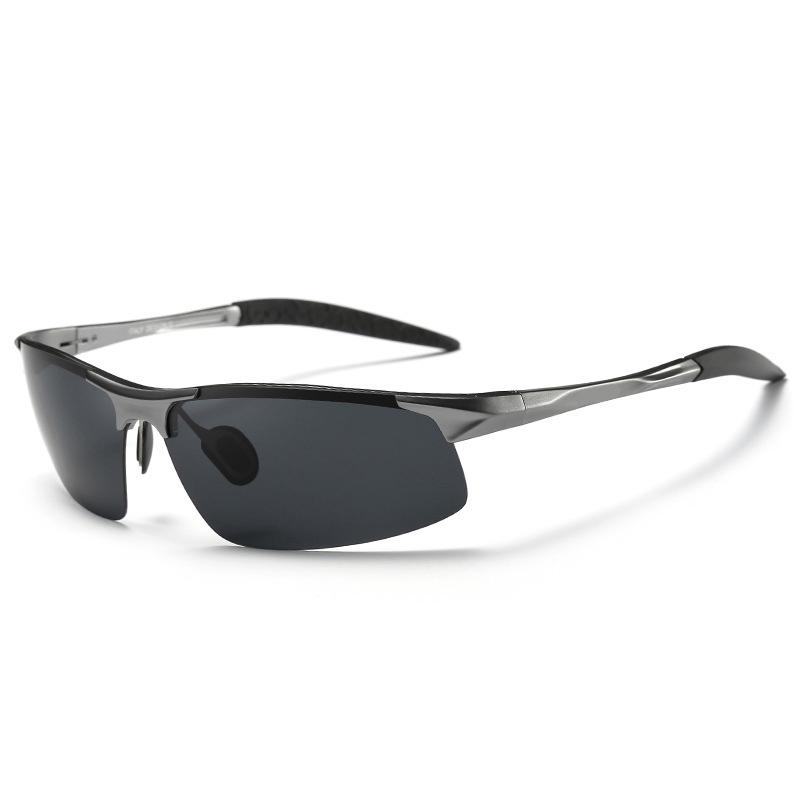 AORON Polarisierte Sonnenbrille für Herren, klassisch, Outdoor-Sport, Fahren, Sonnenbrille, UV400, luxuriös, männlich, mit Aluminiumrahmen schwarz/graue