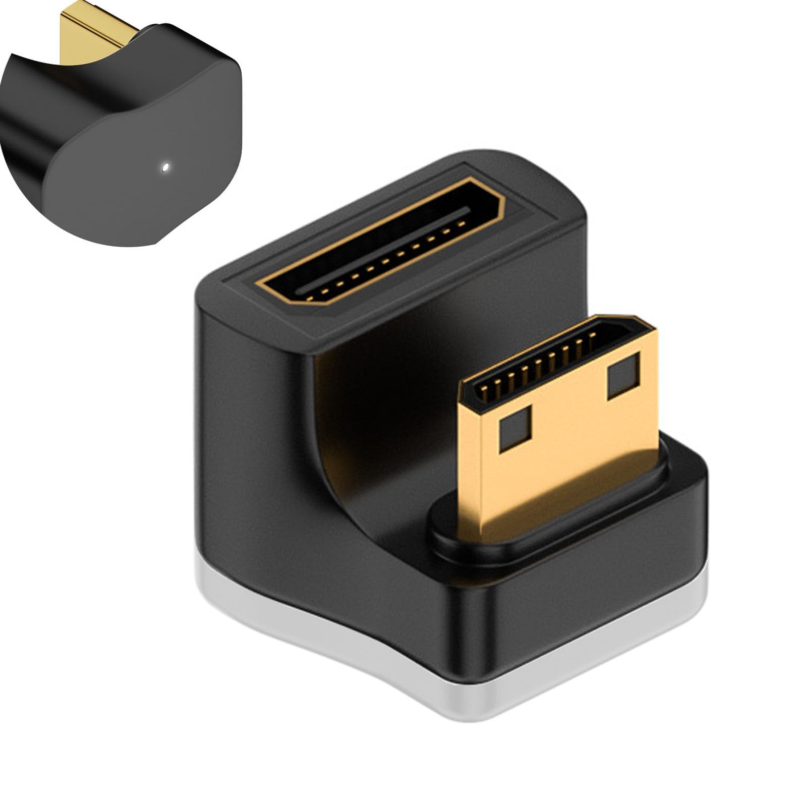 RuiMi Mini-HDMI-Adapter U-Form 8K Mini-HDMI-Stecker auf Mini-HDMI-Buchse Konverter 180 Grad gewinkelt mit LED-Anzeige 48 Gbit/s Konverter für TV-Box