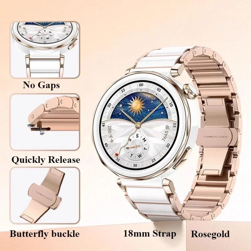 18mm Keramikarmband für Huawei Watch GT5/4 41mm/GT5 Pro Watch5 42mm Zartes Armband Huawei Watch GT5 GT4 Metall-Uhrenarmband Zubehör Huawei GT5 Pro 42mm