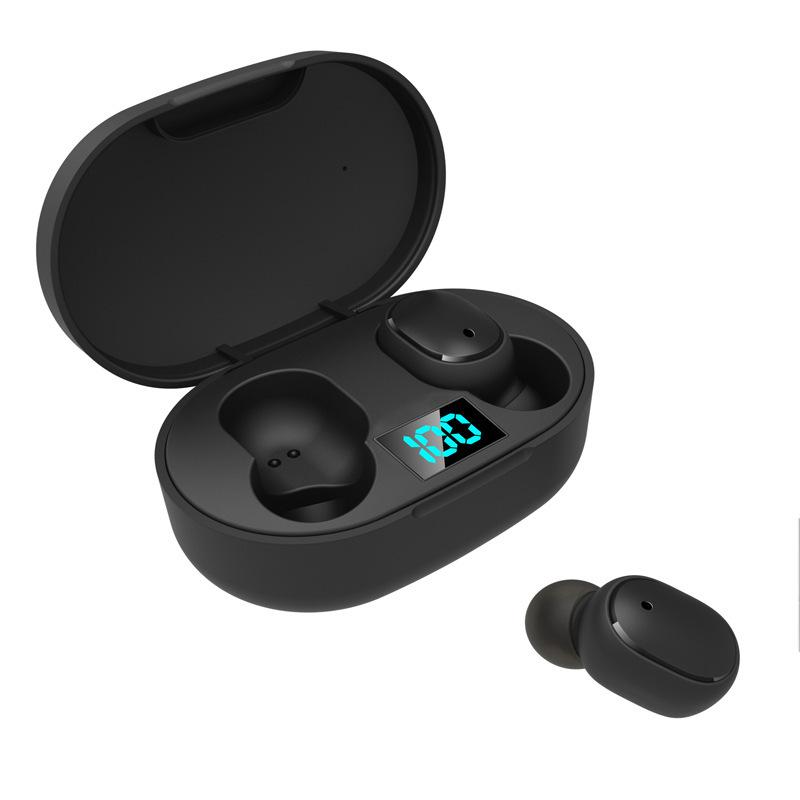 Aktualisierte kabellose E6S TWS-Ohrhörer für Xiaomi Huawei, LED-Digitalanzeige, Subwoofer, HiFi-Stereo-Musik mit HD-Mikrofon, Geräuschunterdrückung, In-Ear-Headset schwarz