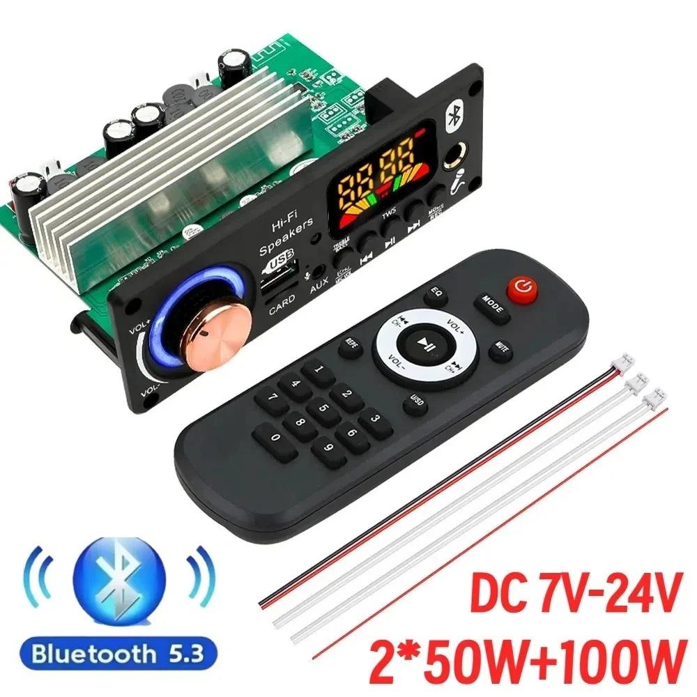 200W Verstärker Bluetooth 5.3 DIY MP3 WAV Decoder Board DC 12V 50W 100W Drahtloser Auto USB MP3 Player TF Kartensteckplatz USB FM mit Mikrofon black
